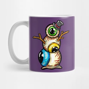 Eyeball Snowman Freaky Weird Art Eyes Illustration Cartoon Mug